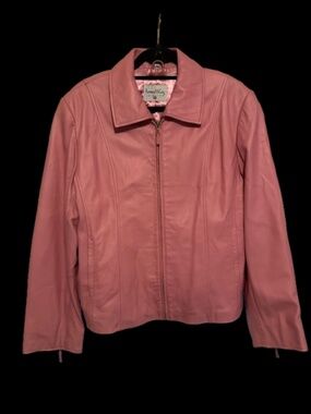 Vintage baby pink Pamela McCoy plus size real leather jacket